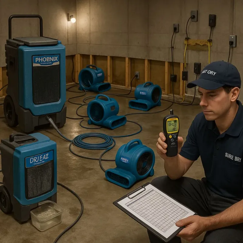 Structural Drying and Dehumidification process in Lindsay, CA